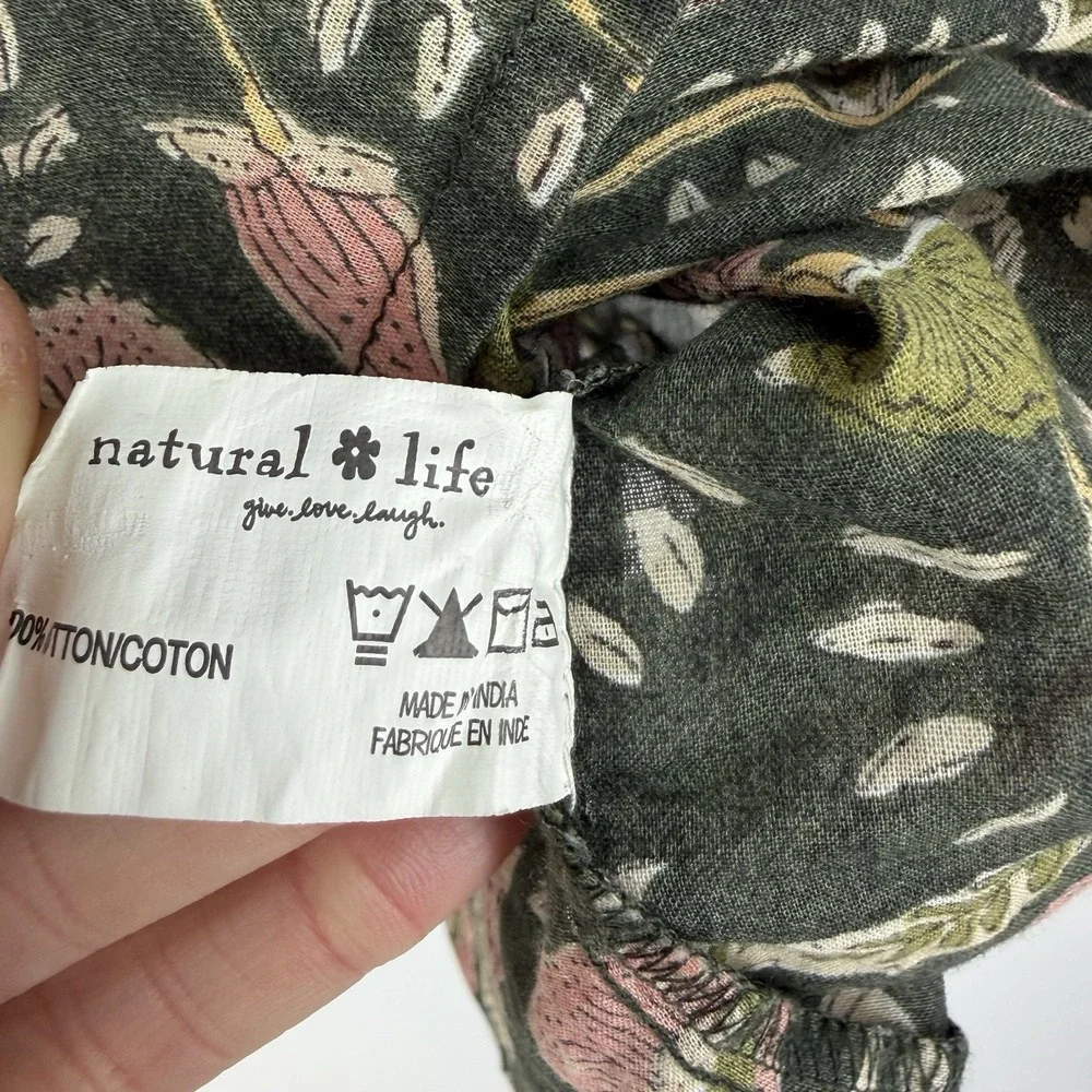 Natural Life Floral Oversized Top OS Lagenlook Boho Festival Boxy Hippie Cottage - Picture 5 of 8